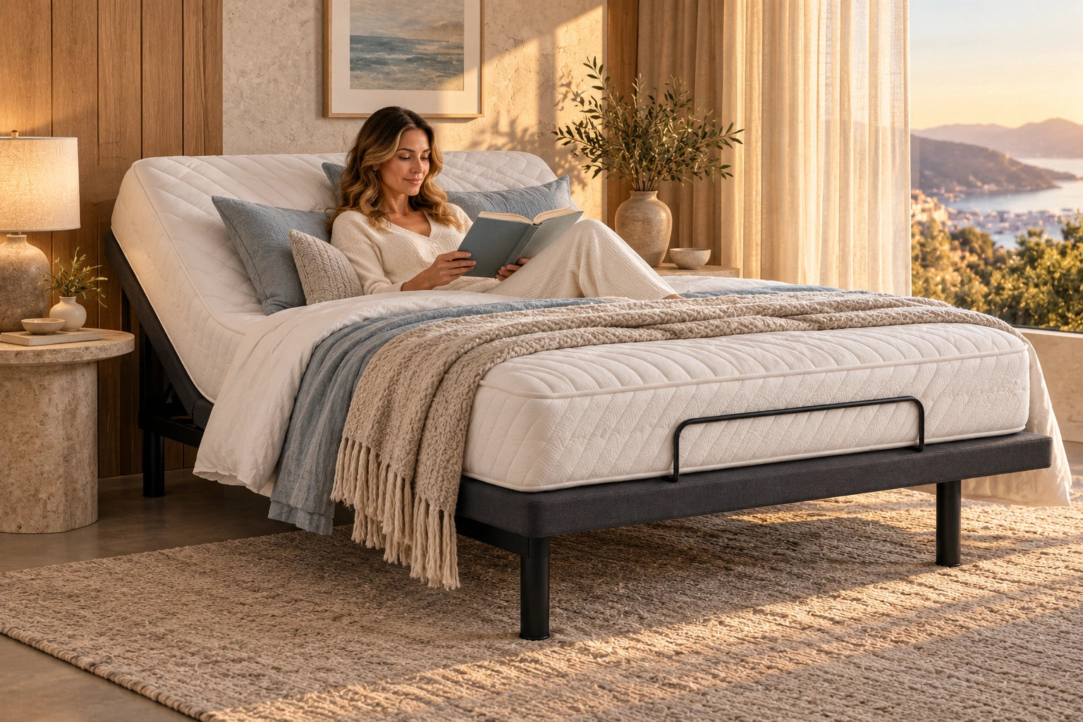 An unhurried reading moment in a Synergy adjustable bed