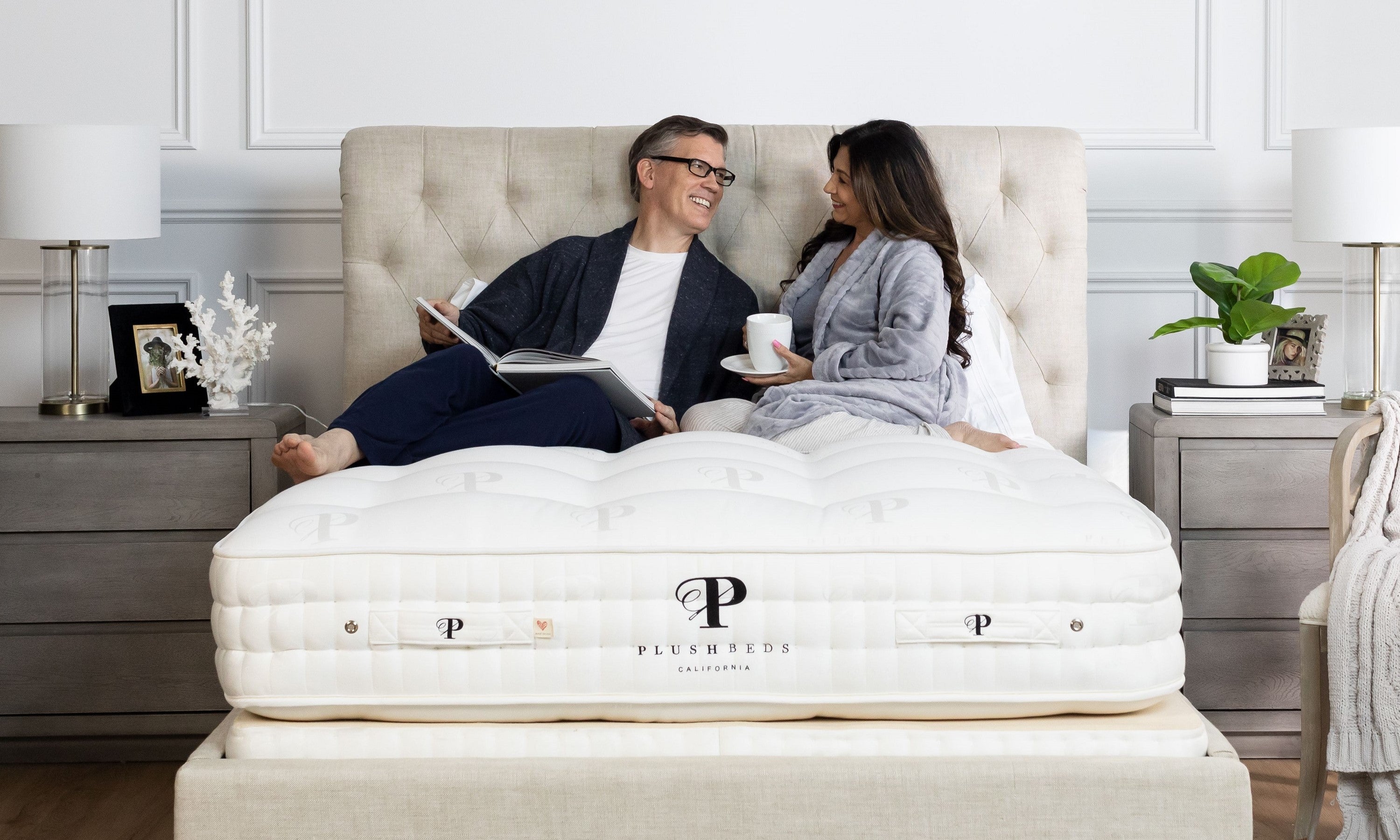 man and woman on a luxury mattress