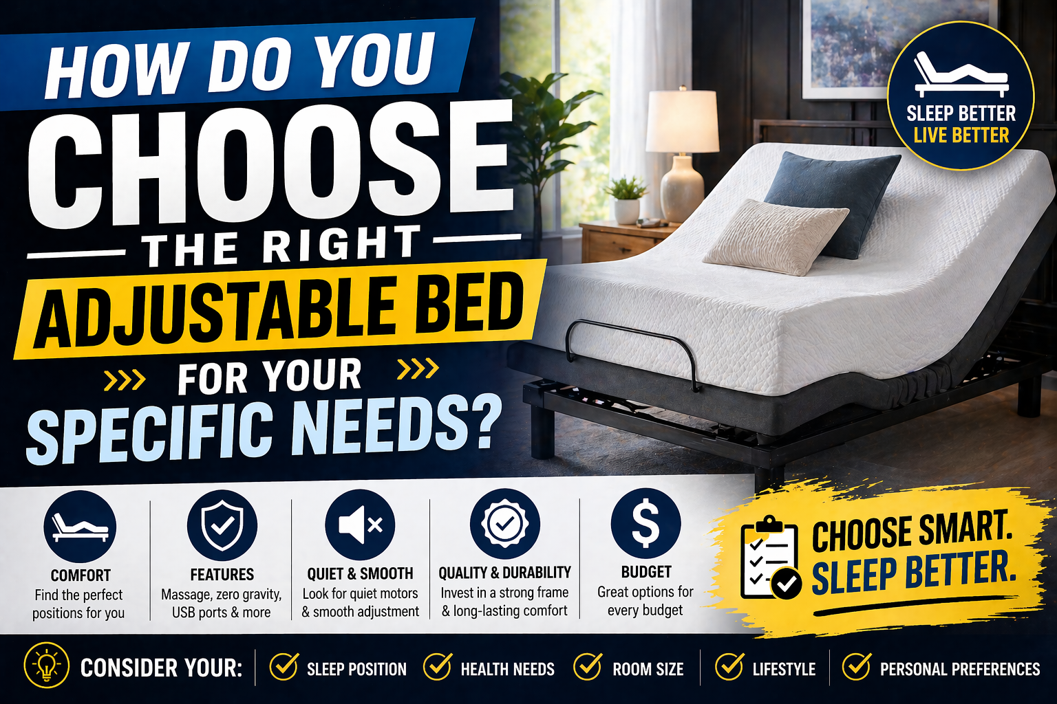 How do You Choose the Right Adjustable Bed for Your Specific Needs Infographic