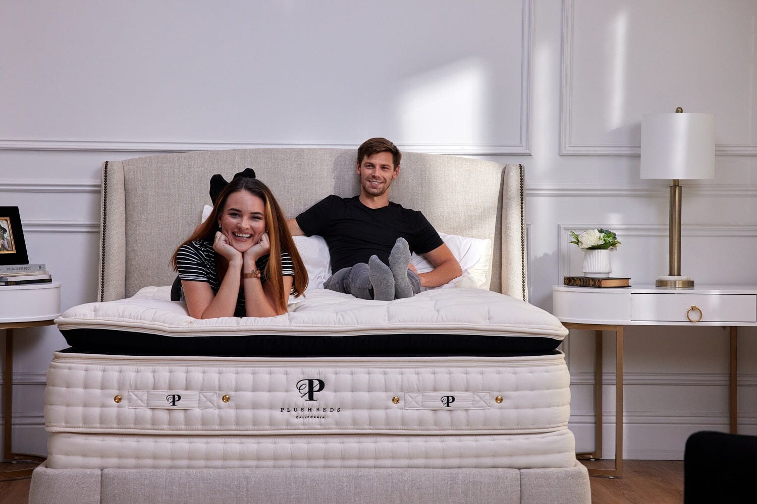 couple relaxing on a latex mattress