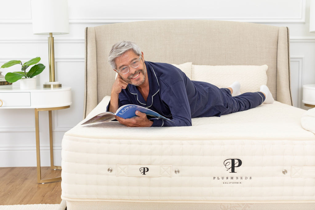 man lying on a latex mattress