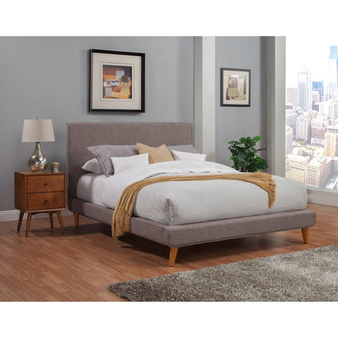Alpine Britney Queen Upholstered Platform Bed Dark Grey