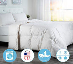 European Goose Down White Comforter - Egyptian Cotton Cover, With Corner Tabs - Made in the USA - PlushBeds