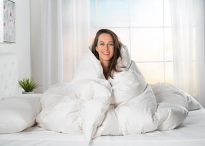 European Goose Down White Comforter - Egyptian Cotton Cover, With Corner Tabs - Made in the USA - PlushBeds