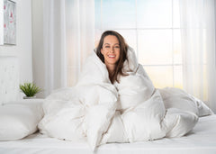 European Goose Down White Comforter - Egyptian Cotton Cover, With Corner Tabs - Made in the USA - PlushBeds