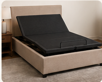 Essential Adjustable Base integrated into an upholstered bed frame