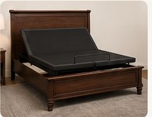 Essential Adjustable Base integrated into a decorative wood bed frame